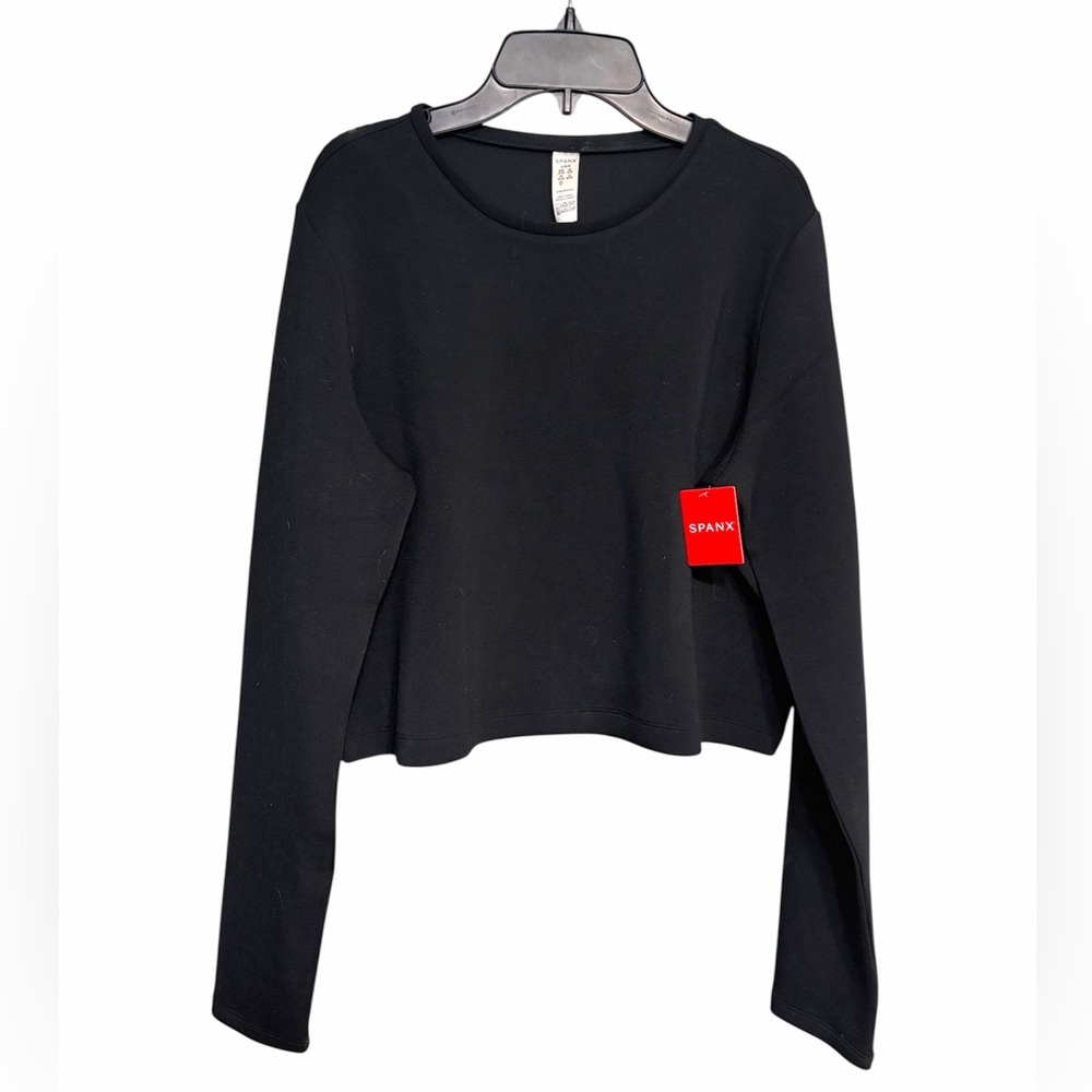 NWT SPANX Air Essentials Long Sleeve Top Very Black Size L